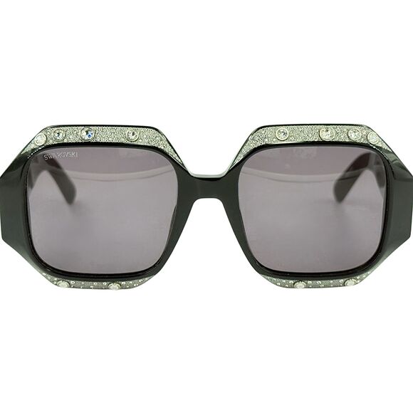 Swarovski SK0382 Womens Plastic Sunglass 01A Shiny Black 53-19 Gray Lens w Case - Picture 3 of 5